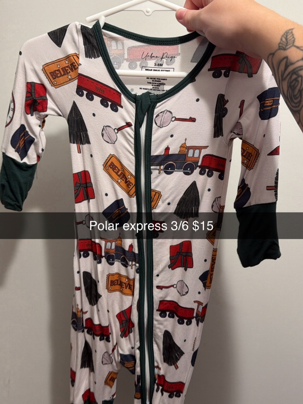 White & Green Polar Express Kids Pajamas - 3/6